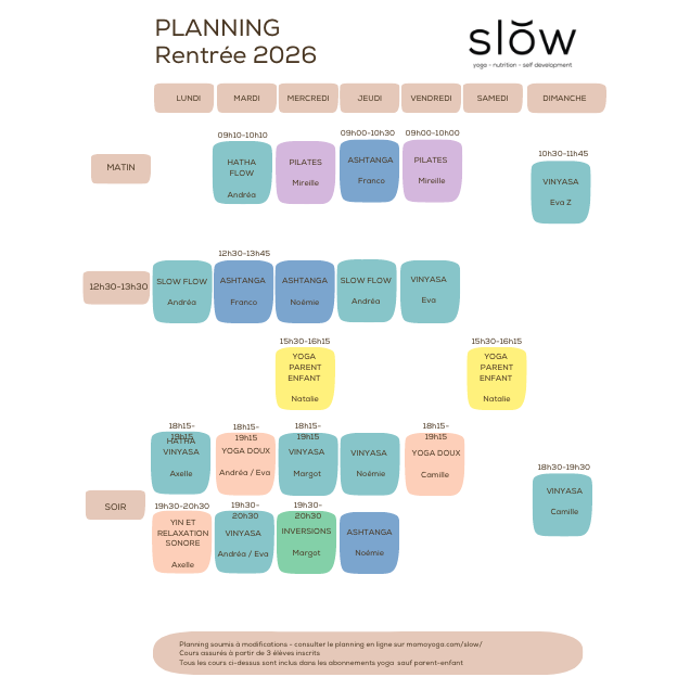 Planning Slow Montpellier septembre 2026